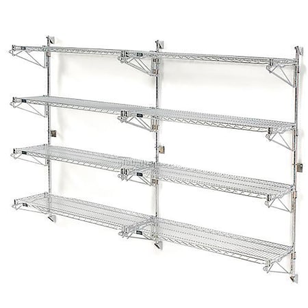 Nexel Poly-Green Wall Mount Wire Shelving, 30W x 24D x 63H 4-Shelf Add-On B1137156GZ